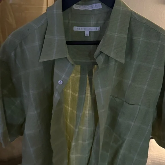 Perry Ellis Green Plaid Shirt - Picture 1 of 4
